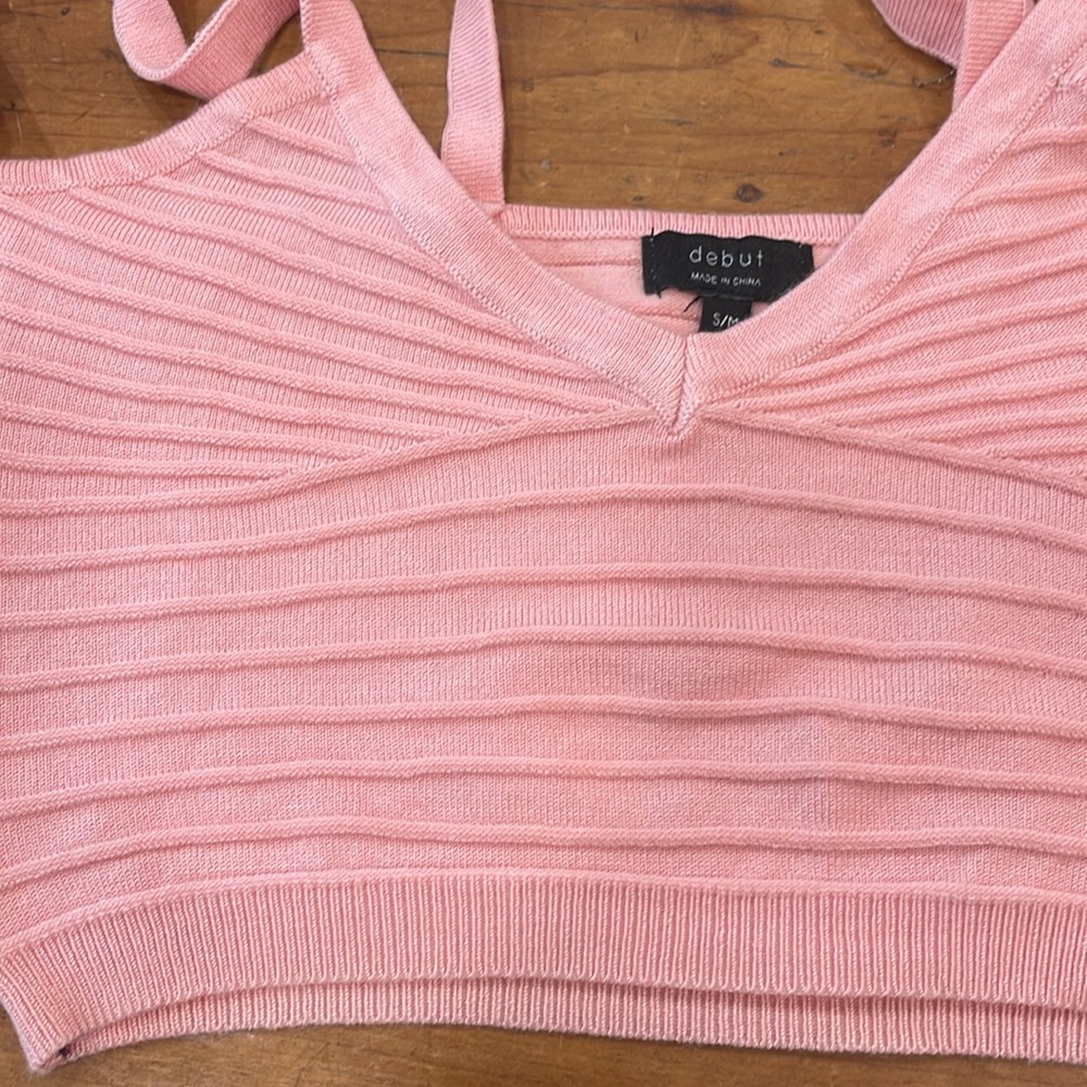 Pink Ribbed‎ Crop Top - Picture 5 of 7